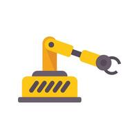 Yellow robotic arm picking up object on white background vector