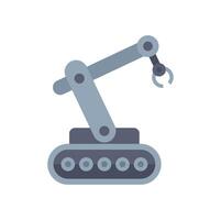 Robotic arm on tracked base operating with claw grip vector