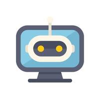 Chatbot appearing on a computer screen icon vector