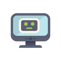 Computer monitor displaying robot face for artificial intelligence concept vector
