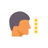 Man giving five star feedback rating with speech bubble vector