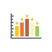 Bar chart showing increasing customer satisfaction with five stars rating vector