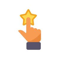 Hand pointing at a star rating for customer satisfaction vector