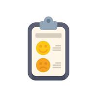 Clipboard showing customer satisfaction survey with happy and unhappy face icons vector