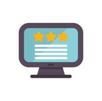 Computer monitor showing five star feedback rating review on screen vector