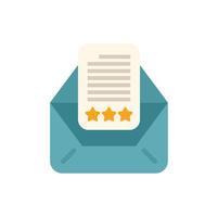 Envelope containing document with five star rating for customer satisfaction vector