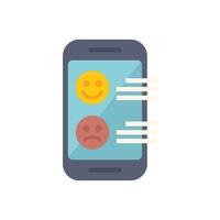 Smartphone showing customer feedback with positive and negative emoji on screen vector