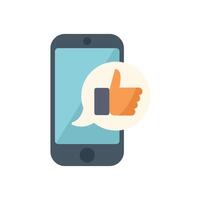 Smartphone showing thumbs up icon in speech bubble vector