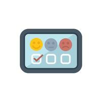 Tablet showing customer choosing positive feedback rating icon vector