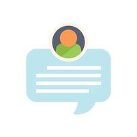 Person icon sending a message in a speech bubble vector