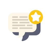 Speech bubble showing positive customer feedback with star rating vector