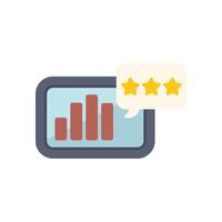 Online survey form showing positive feedback with five stars rating and growing graph vector