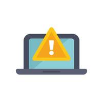 Laptop showing warning sign with exclamation mark symbol vector