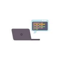 Laptop showing code in speech bubble icon illustration vector