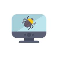 Computer bug infecting desktop pc operating system vector