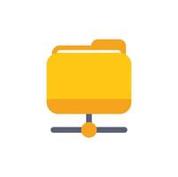 Yellow computer folder sharing on network icon vector