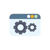 Web browser window displaying working gears optimization concept vector