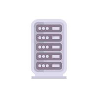 Server rack storing data in data center flat icon vector