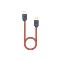 Usb cable connecting technology devices with a red wire vector