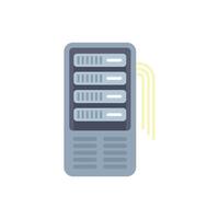 Server rack being connected to network cables in data center vector