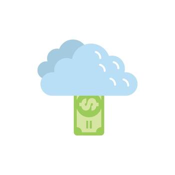 Cloud computing cost, money saving concept with cloud and dollar vector