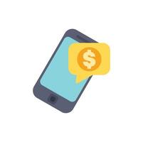 Mobile phone showing dollar currency sign in speech bubble for mobile banking and online payment vector