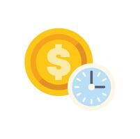 Clock measuring value of time and money with dollar coin vector