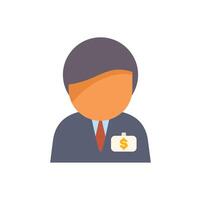 Businessman character wearing dollar sign name tag icon vector