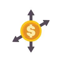 Dollar coin with arrows pointing up and down showing bull and bear market vector