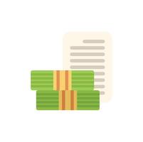 Stack of banknotes representing loan agreement with paper document behind vector