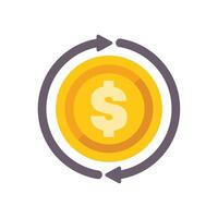 Circular economy showing money circulation with arrows around a dollar coin vector