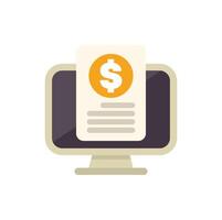 Computer showing invoice with dollar symbol on screen for online payment vector