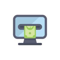 Computer inserting bank note online payment technology vector