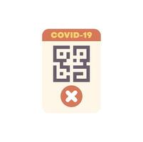 Covid 19 qr code invalid showing negative result on mobile phone vector