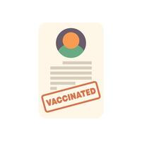 Vaccination document showing patient is vaccinated with red approved stamp vector