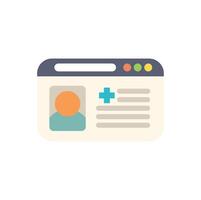 Online patient medical record, website showing patient profile with healthcare information vector