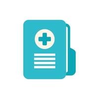 Blue medical file folder icon showing healthcare concept vector