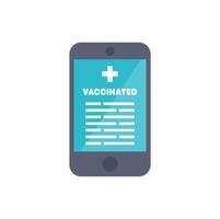 Smartphone showing proof of vaccination with digital certificate vector