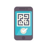 Smartphone scanning qr code successfully with checkmark symbol vector
