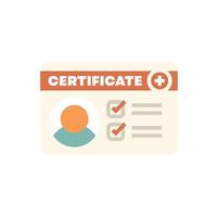 Medical certificate showing successful completion of training vector
