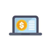 Laptop showing online payment system with dollar coin on screen vector