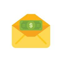 Yellow envelope containing dollar bill symbolizing financial transaction vector