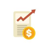 Financial report showing growing profit with rising arrow and coin vector
