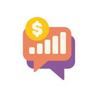 Speech bubble showing increasing bar graph with dollar sign icon vector