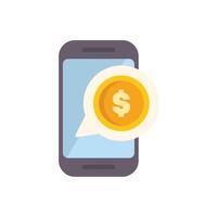 Smartphone showing money speech bubble for online payment vector