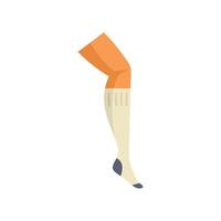 Football soccer player leg wearing long sock icon flat style vector