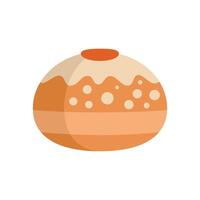 Round challah bread loaf with icing for shabbat dinner celebration vector