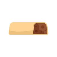 Protein bar with chocolate filling showing inside vector