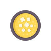 Delicious soup with croutons served in bowl for dinner vector