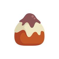 Chocolate and cream drizzled on a delicious round pastry vector